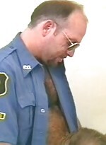 Horny gay bear police officers in a bawdy dick-suc