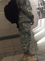 Urinal Spy_Black marine caught hardon at urinals