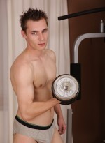 Lukie strips naked and continues working out.
